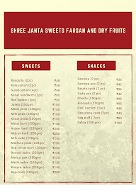 Shree Janta Sweet, Farshan & Dryfruit menu 1