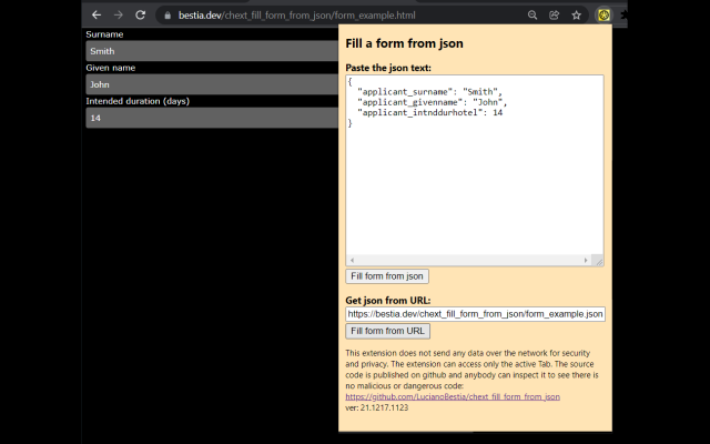 Fill form from json Preview image 1