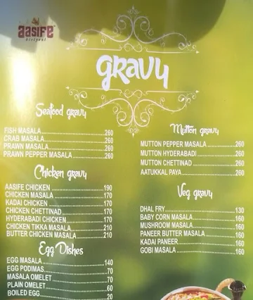 Aasife Biriyani Karapakkam menu 