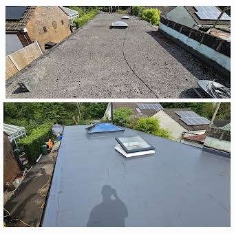 Old felt flat roof transformed , fascia and soffit replaced too album cover