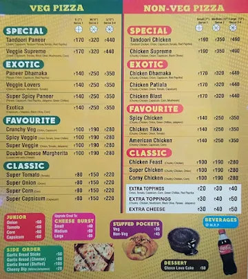 Just Pizzas menu 