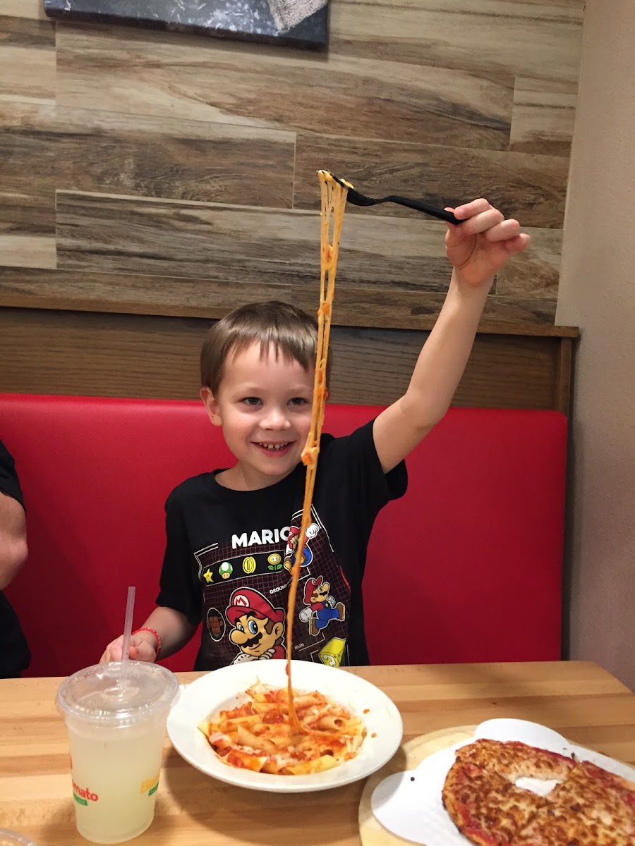 Gluten free pizza and pasta for this little guy!