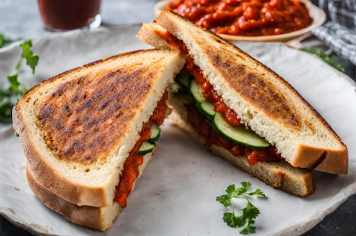 Grilled Veg Patty Cheese Sandwich