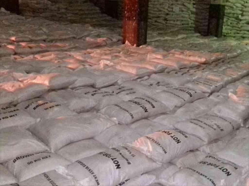 Suspected contraband sugar that was found at a warehouse in Bungoma county, June 14, 2018. /.BRIAN OJAMAA