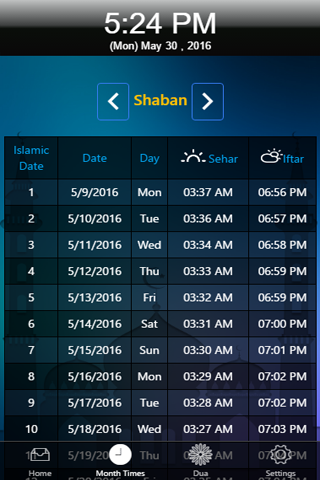 Sehr Iftar Times Screen 3