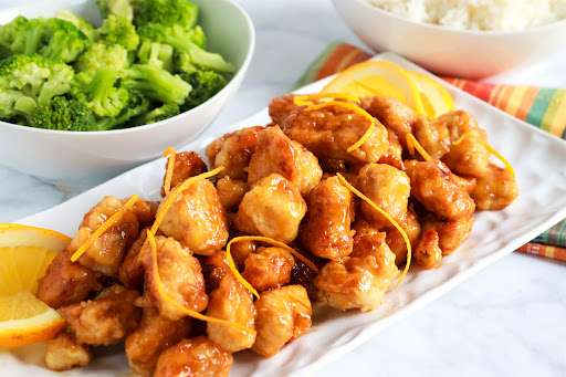 A platter of Easy Orange Chicken.