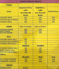 Cafe Malai menu 1