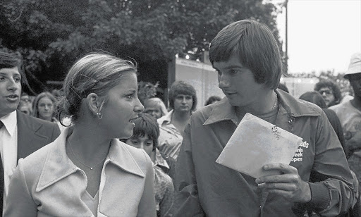 GOLDEN COUPLE: Chris Evert and Jimmy Connors in 1976 after Evert won her first US Open title Picture: GETTY IMAGES