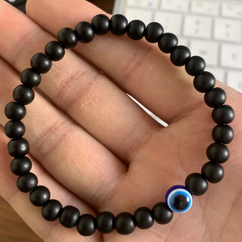 Bracelet en perles de pierre naturelle d'obsidienne, pour la protection et l'équilibre, un cadeau parfait.