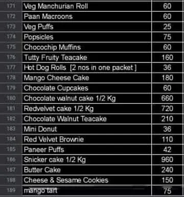 Fantasy Bakery N Patisserie menu 