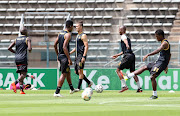 Royal AM players warming up before the Nedbank Cup, Last 32 match between Pretoria Callies and Royal AM at Lucas Masterpieces Moripe Stadium on February 05, 2021 in Pretoria.