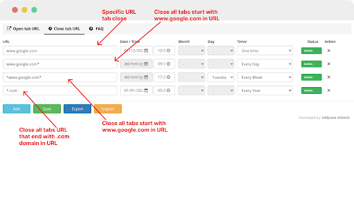 Tab Scheduler with auto open and close