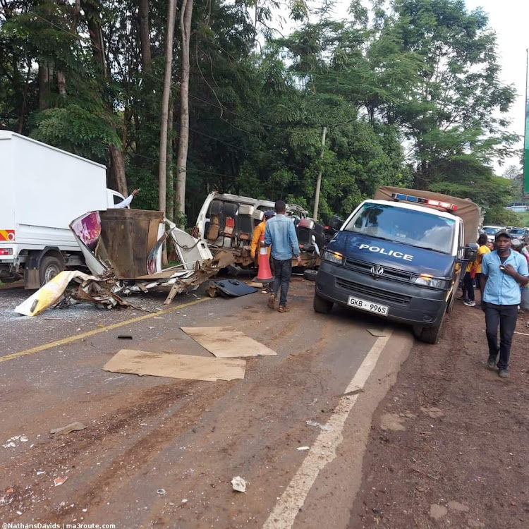 Police arrive at the scene of the accident along Limuru Road near Village market on May 11, 2023.