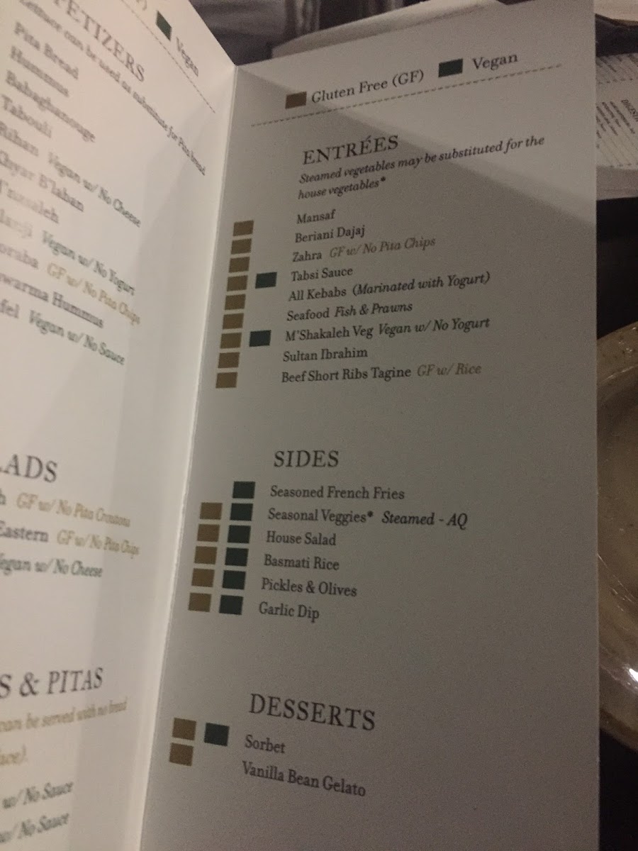 Dishdash gluten-free menu