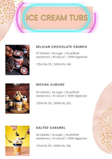 Good Fettle- Healthy Ice Cream menu 