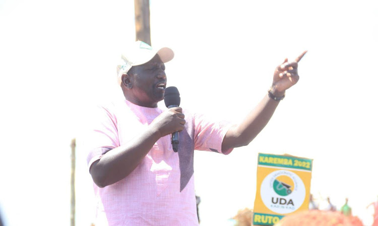 Deputy President William Ruto addressing residents at Karurumo in Embu on Friday.