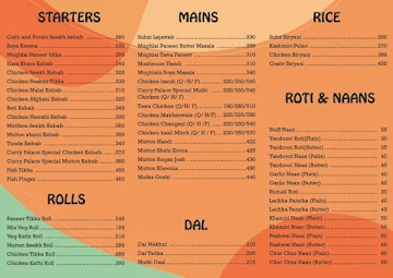 Curry Palace menu 