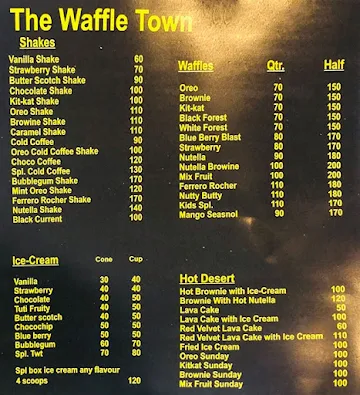 The Waffle Town menu 