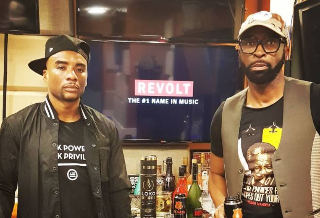 DJ Sbu hangs out with Charlamagne Tha God in New York on Monday.