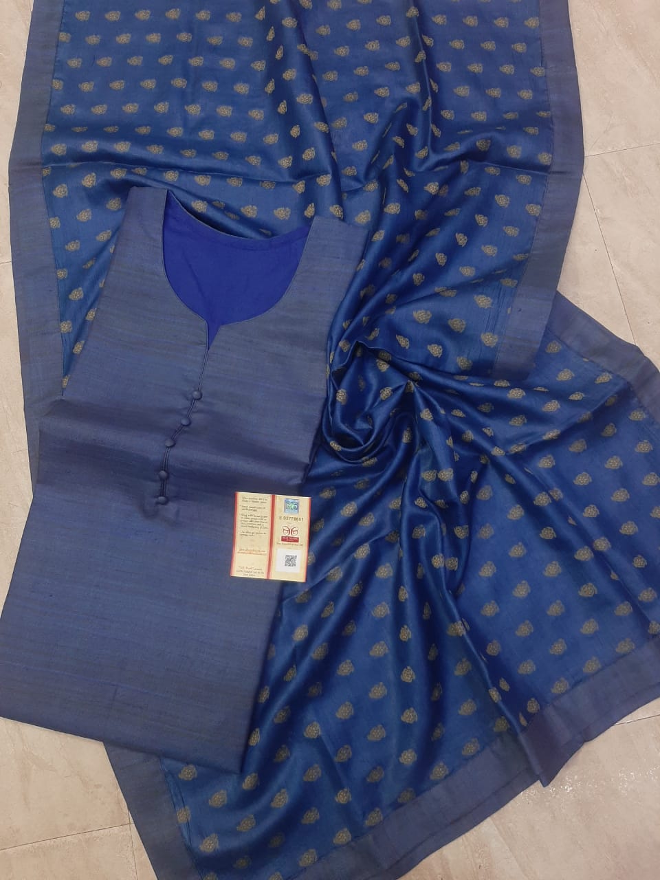 pure silk tassar semistich kurta