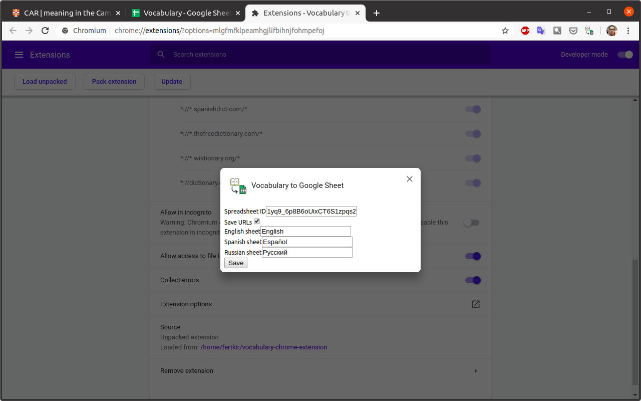 Vocabulary to Google Sheet Preview image 3