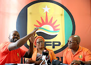 OUTSPOKEN: NFP deputy national chairman Bheki Gumbi, NFP deputy president Sindi Mashinini-Maphumulo and NFP national chairman Bhungu Gwala at a media briefing in Durban 