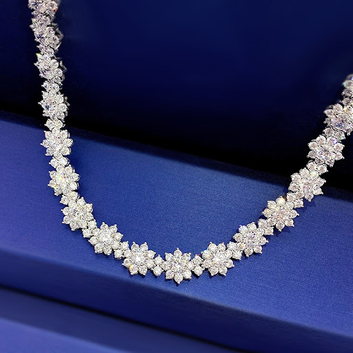 Title 3, 925 Silver High Carbon Diamond Sunflower Collar...