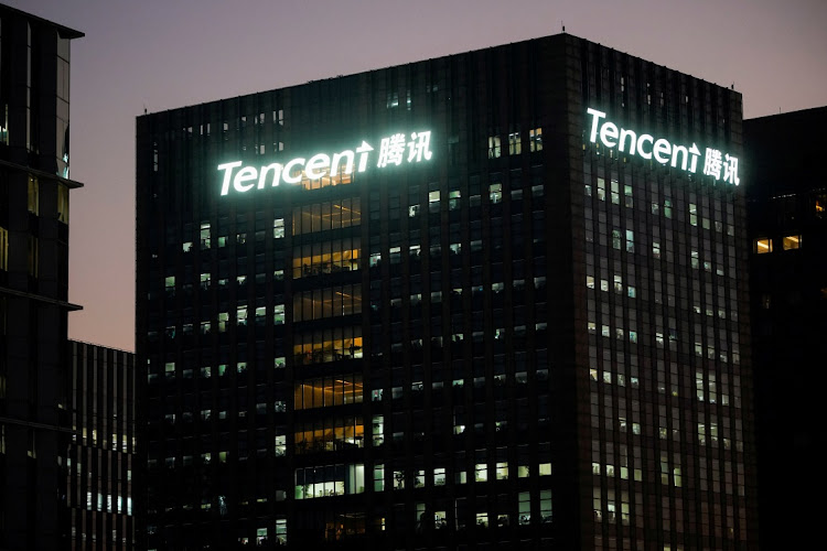 The Tencent logo of Tencent is seen at at its Shanghai office in China. REUTERS/ALY SONG