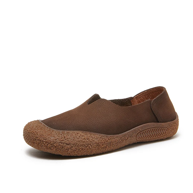 Zachte leren Lazy Mom schoenen met dichte neus en antislipzool, perfect voor autorijden en dagelijks comfort.