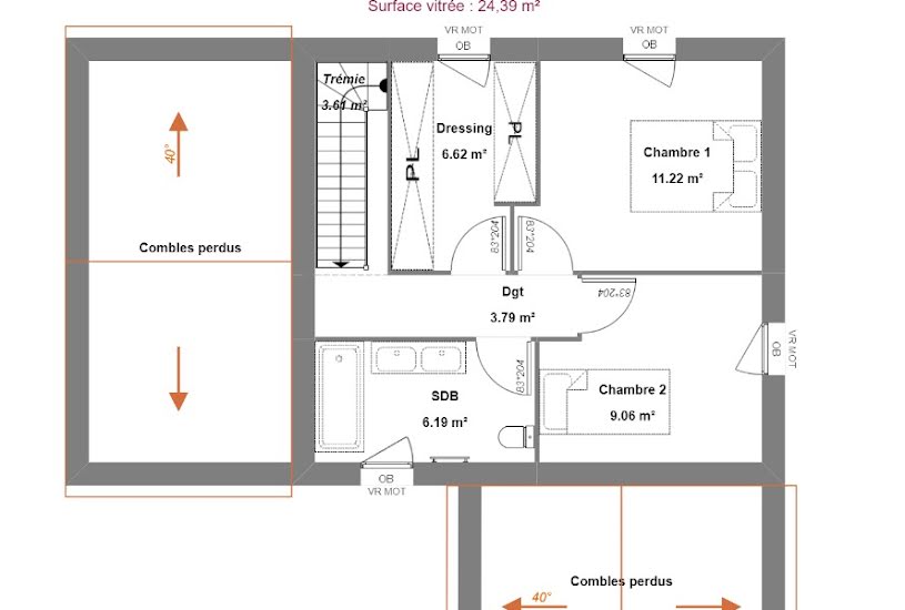  Vente Terrain + Maison - Terrain : 473m² - Maison : 110m² à Tauxigny (37310) 