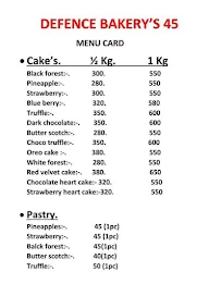 Defence Bakery's 45 menu 1