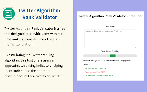 Twitter Algorithm Rank Validator  - Free Tool