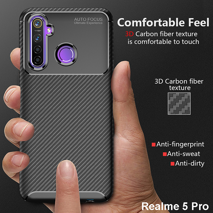 Trộn hòa giữa nhựa TPU và vân carbon với ốp lưng Realme 5 Pro nổi bật - 2