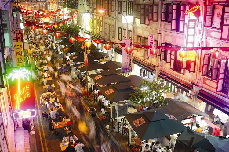 The bustling Chinatown at the center of Singapore. 