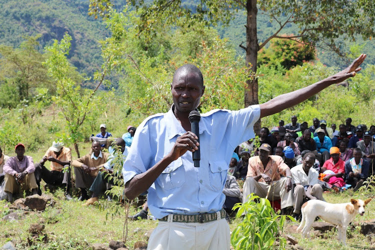 Residents of Kimwarer during a meeting on March 20