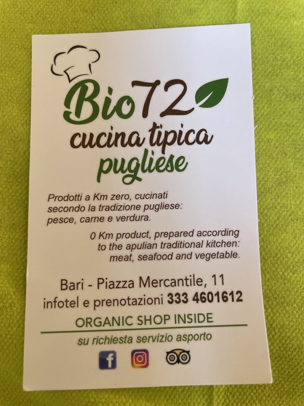 Bio 72 Cucina Tipica Pugliese Gluten