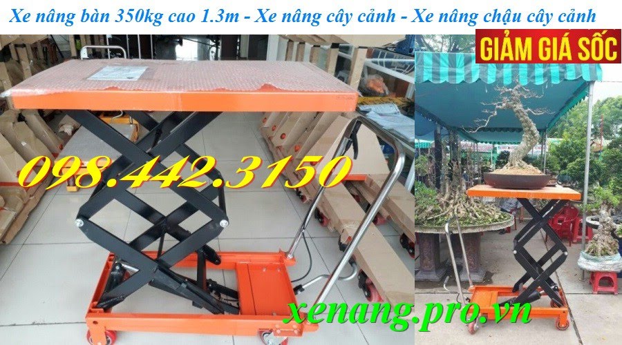 Xe nâng bàn 350kg cao 1.3m