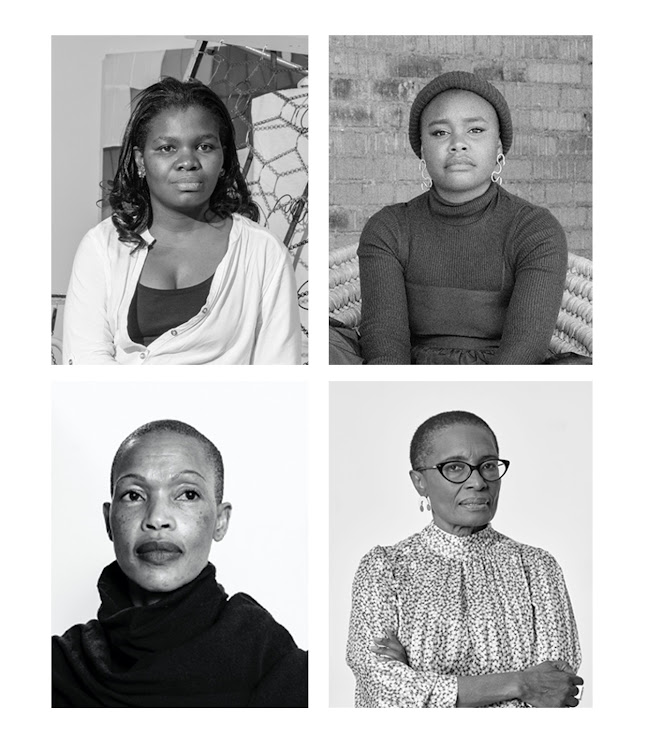 Register for the Women in Art panel discussion on Zoom, featuring (top) Turiya Magadlela, Teresa Kutala Firmino and (bottom) Dr Sizakele Marutlulle, hosted by Makgati Molebatsi.