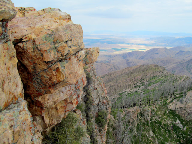 Just below the edge of the summit