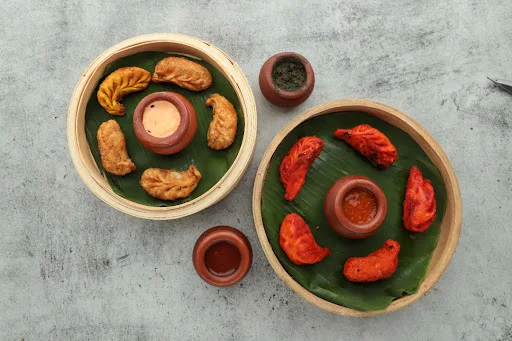 Chicken Tandoori Momos (3pcs) with Chicken Fried Momos (3pcs)