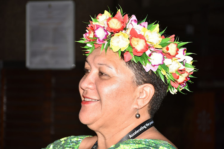 Rebeca Hoskin-Ellis from Cook Island in New Zealand. Her head gear represents the beauty of a woman in her country. This was during the ICDP25 Conference held at KICC on November 14.