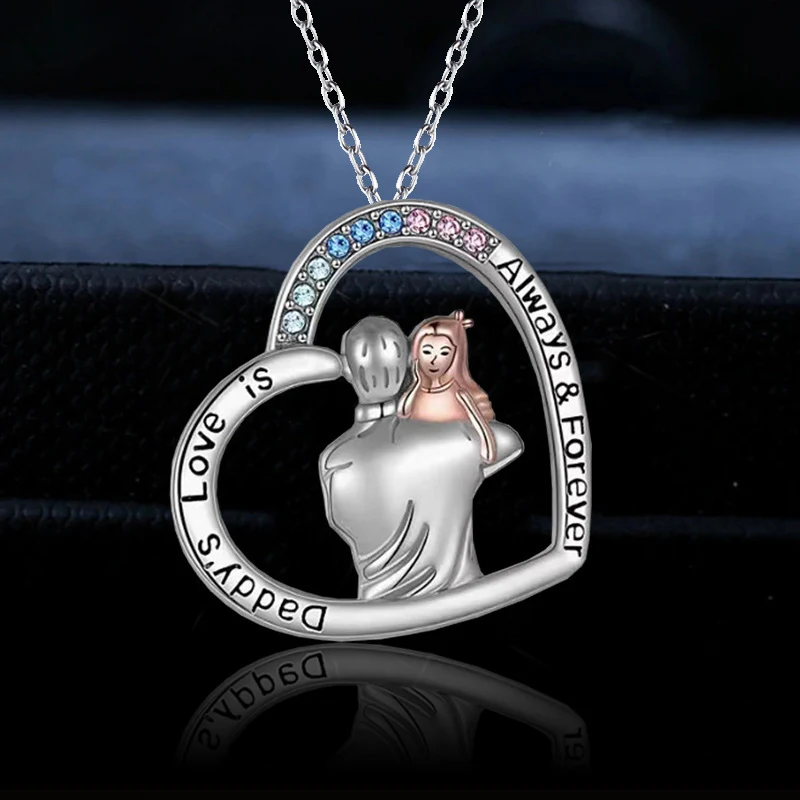 Collier de mode pour père et fils, cœur d'amour bicolore et lettrage. Un cadeau significatif et tendance pour une relation spéciale.
