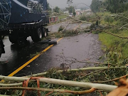 Traffic on the N3 near the Tweedie interchange, heading inland, was brought to a standstill on Thursday as a severe thunderstorm and high winds brought down trees. 