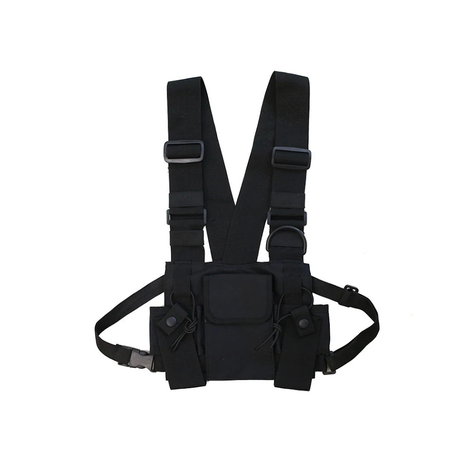 Colete tático Hip Hop Tide Brand, colete de ferramentas e mochila peitoral. Bolsa tática para peito, design estiloso e funcional para uso urbano.