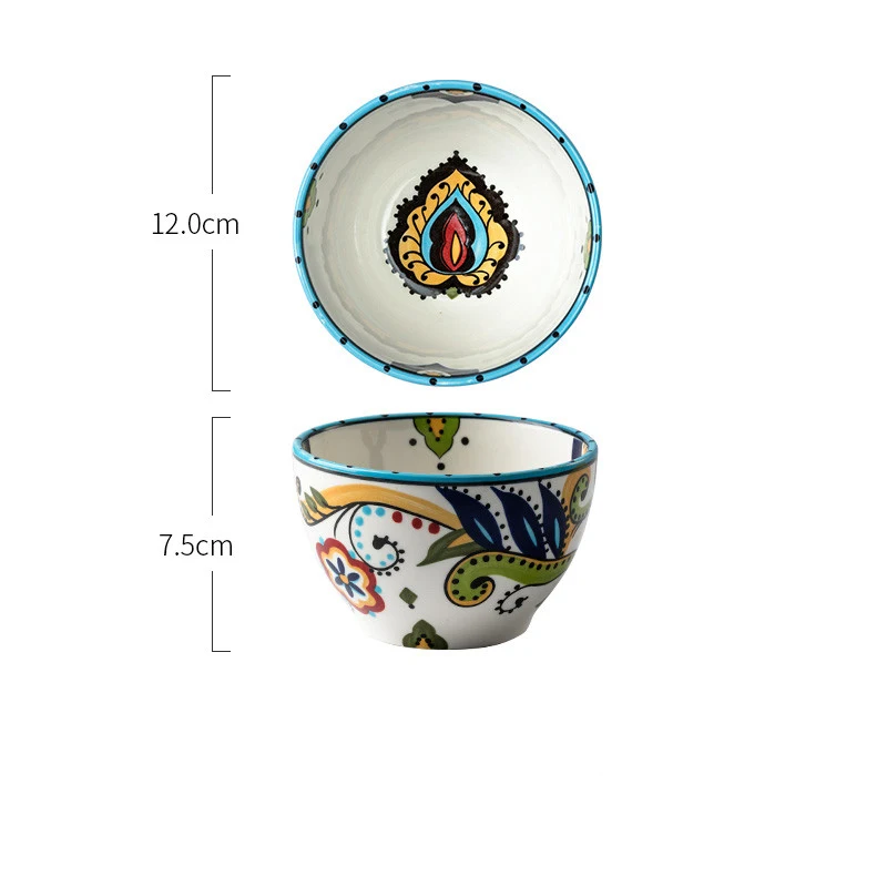 Kolorowe Ceramiczne Miski w Stylu Skandynawskim dla Rodzin i Par, z Kreskówkowymi Wzorami, Kreatywne i Nowoczesne, Idealne do Domu