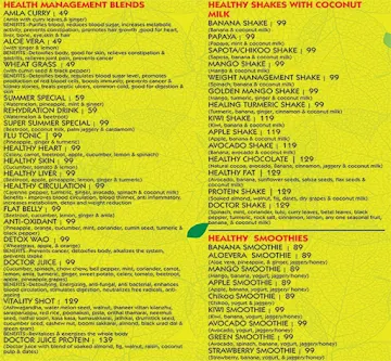 Doctor Juice menu 