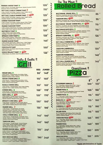 Chaatwich menu 