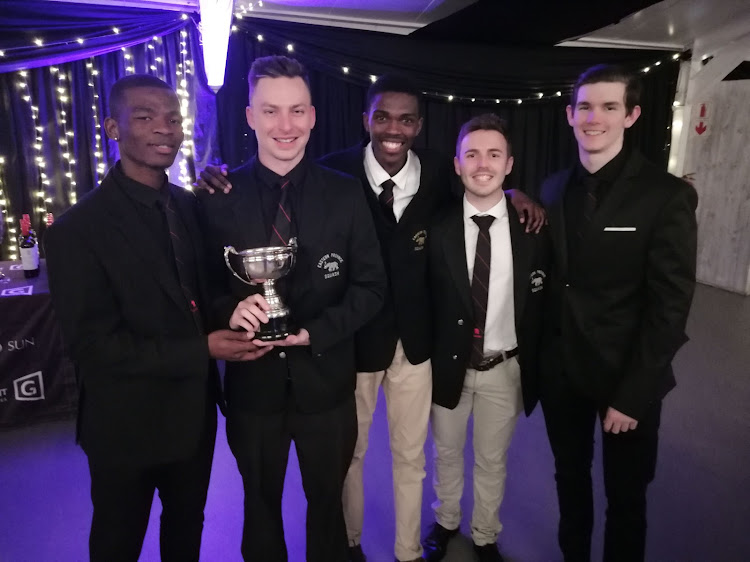 The members of the Eastern Province B squash team which won the Banana Bowl C section in the Growthpoint Interprovincial in East London last week were, from left, Lubabalo Mtotoyi, Liam Ford, Sips Mpini, Murray Schepers and Ethan Richardson