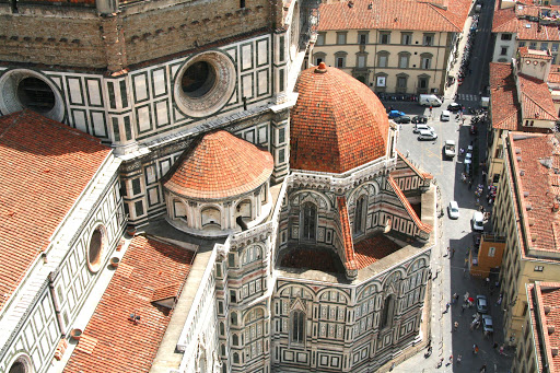 Detail of a section of the Duomo in Florence, Italy. 