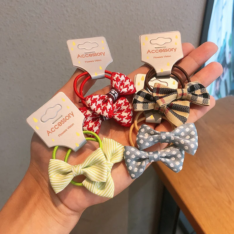 Pack de cartes avec élastiques pour cheveux d'enfants nœud papillon en tissu, accessoires adorables, coiffures faciles et amusantes pour enfants.